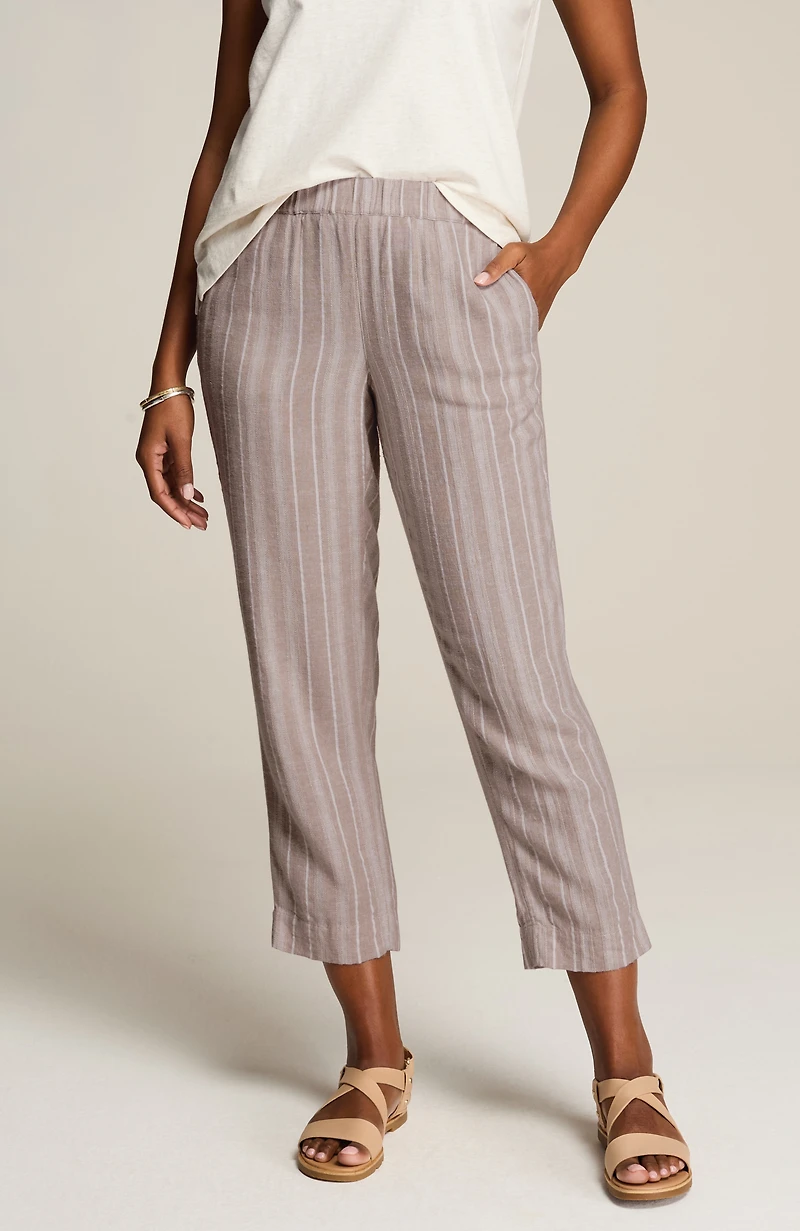 pure jill textured-stripes cropped pants