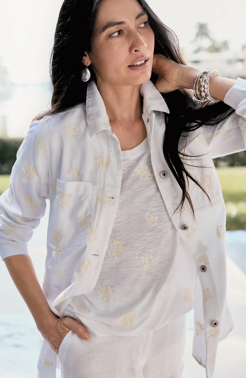 embroidered patch-pocket jacket