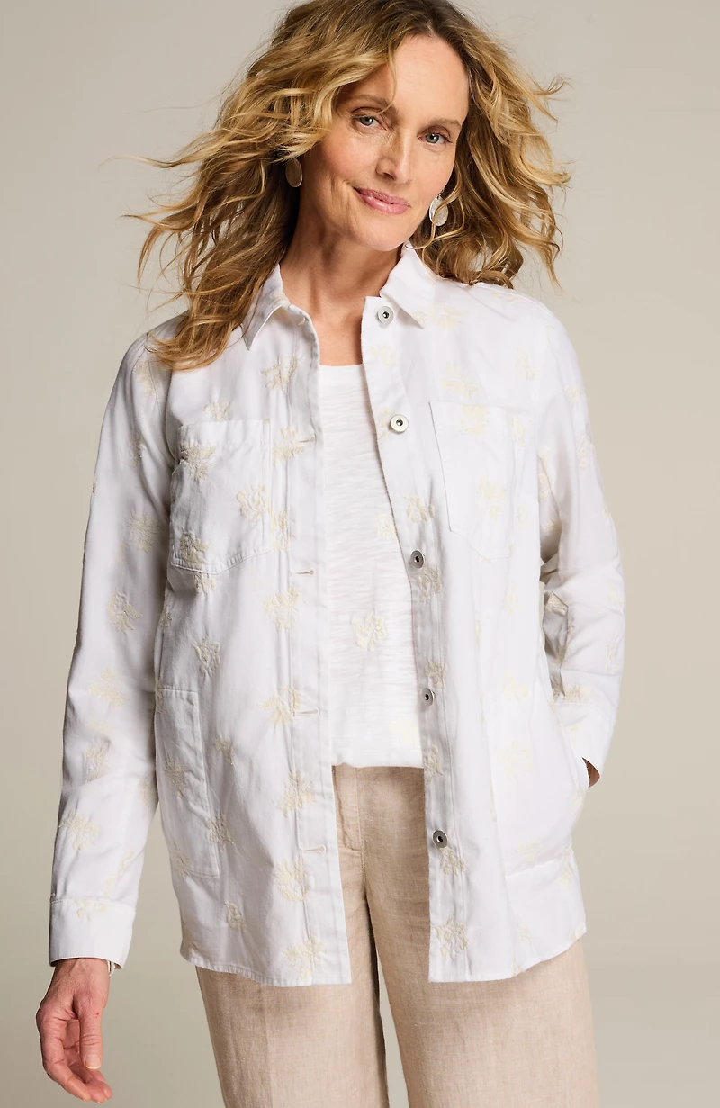 embroidered patch-pocket jacket