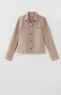 linen button-front jacket