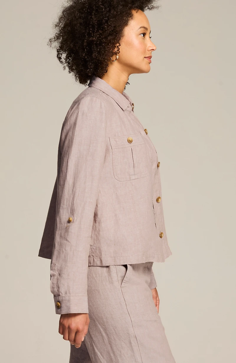 linen button-front jacket