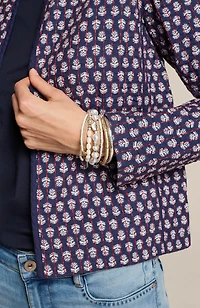 quilted open-front jacket