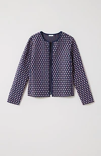 quilted open-front jacket