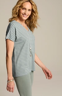 wearever textured button-back top