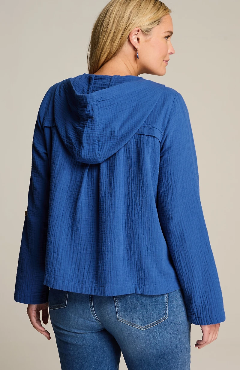 cotton-gauze hooded jacket