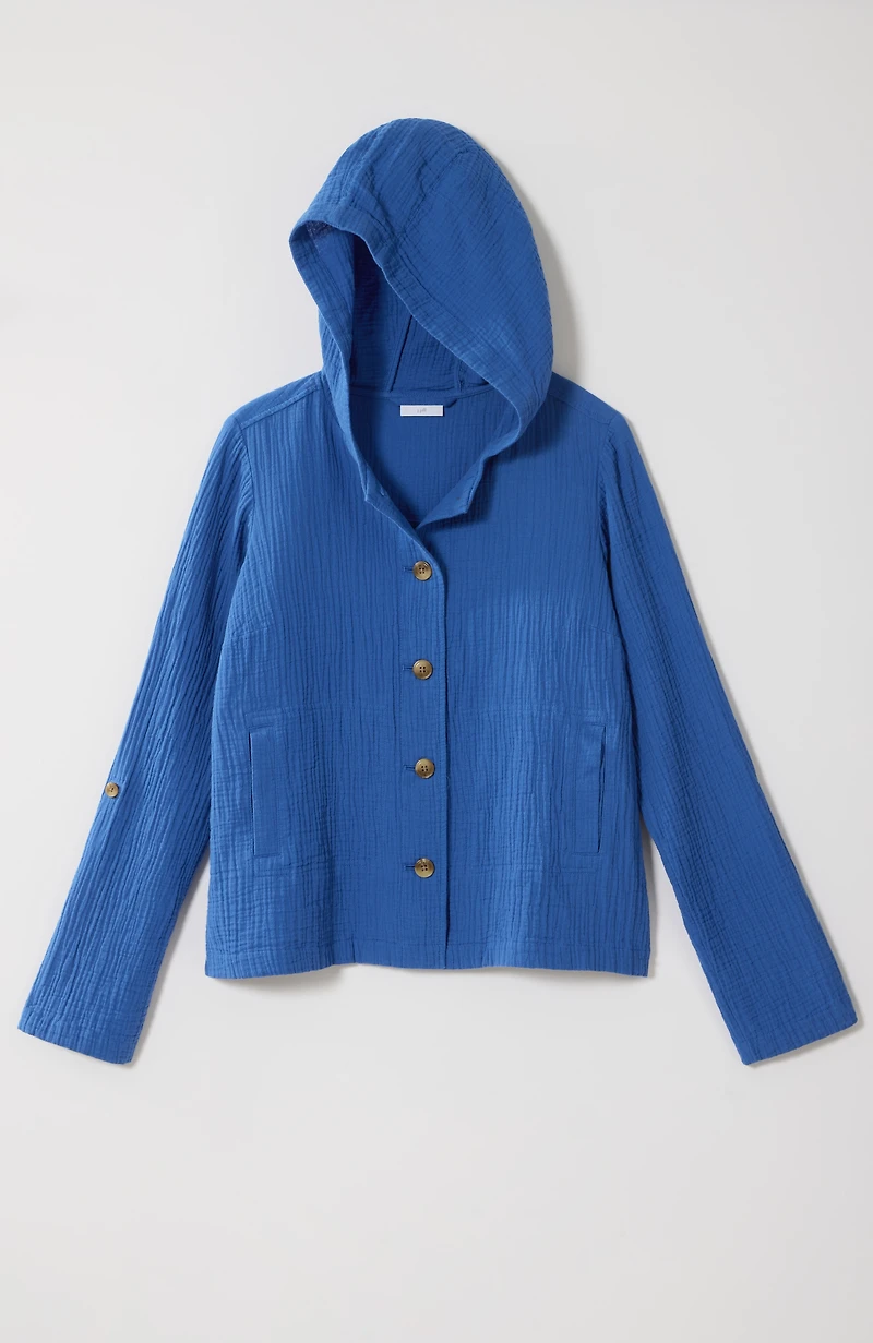 cotton-gauze hooded jacket