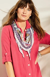 tropics embroidered diamond scarf