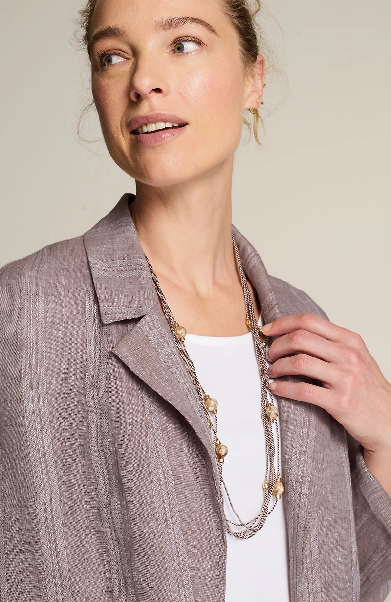 pure jill linen striped duster jacket