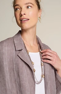 pure jill linen striped duster jacket