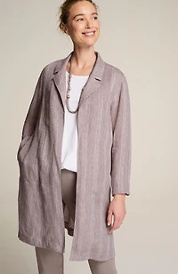 pure jill linen striped duster jacket