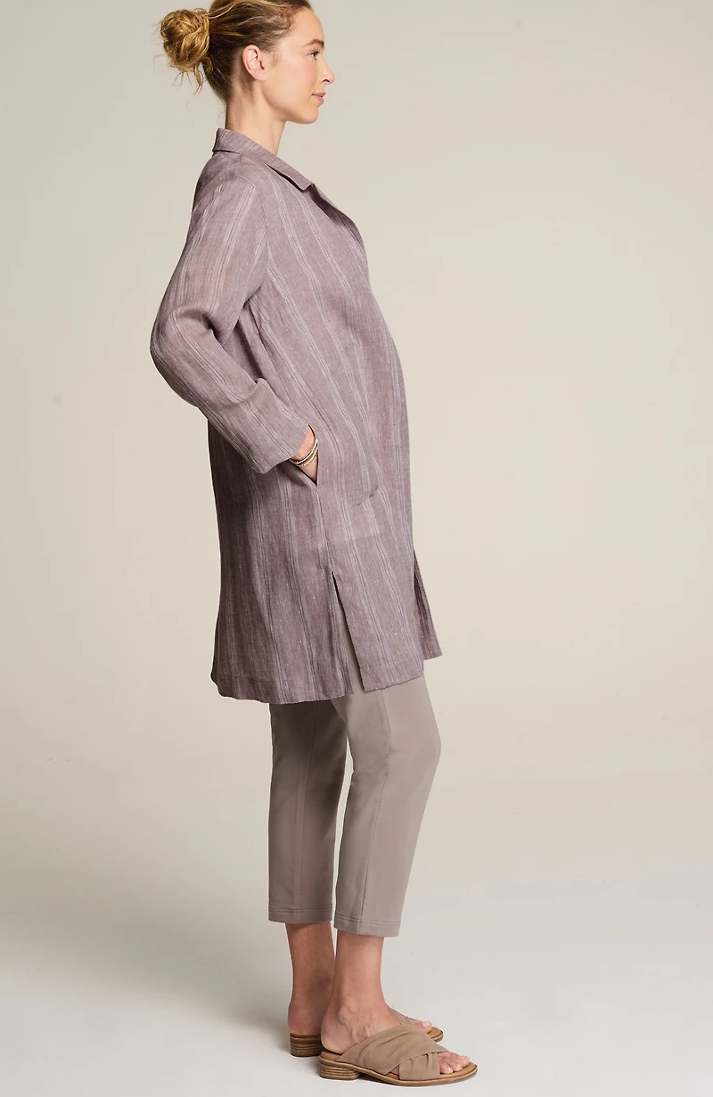 pure jill linen striped duster jacket