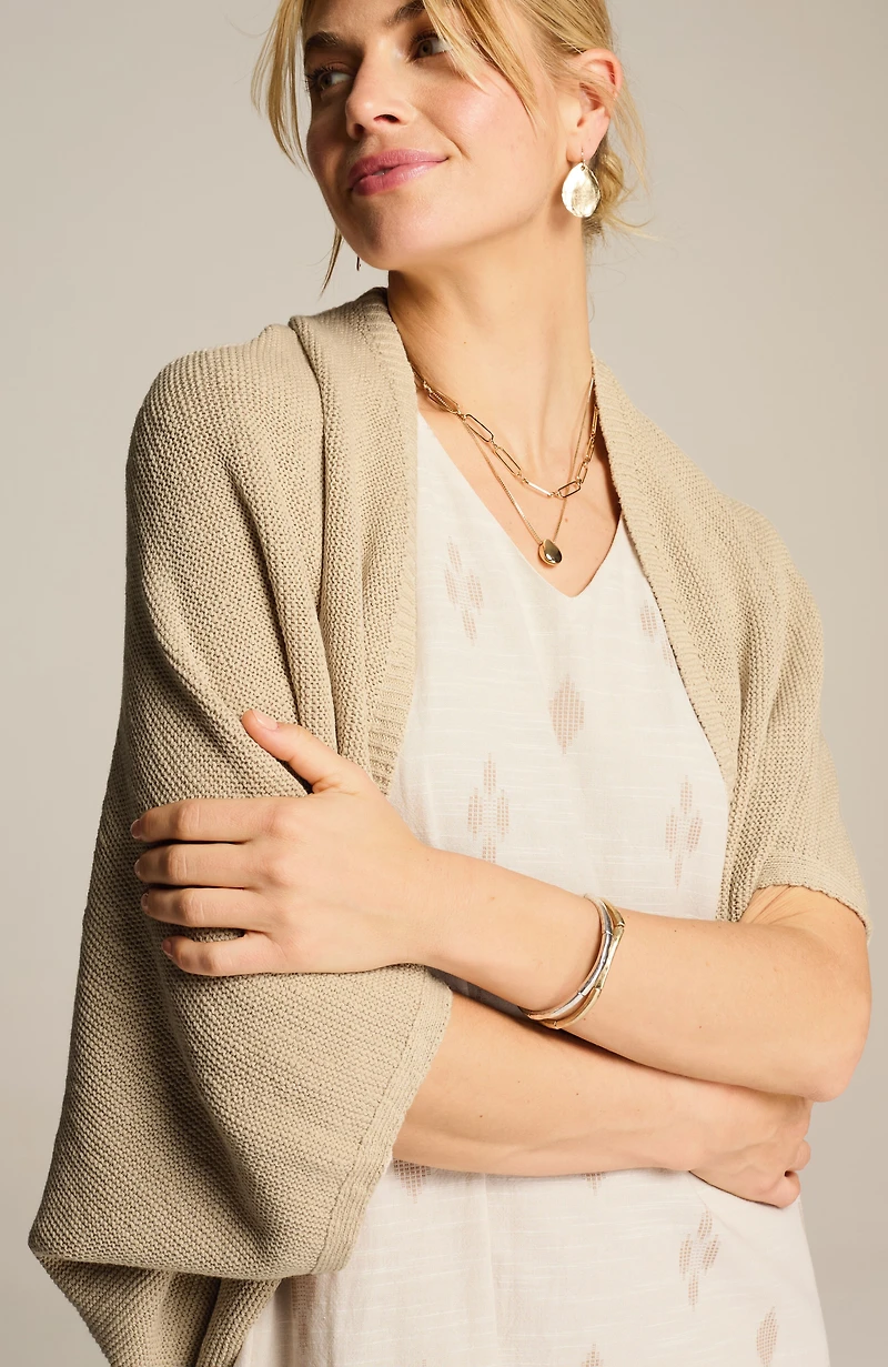 soft open-knit shrug