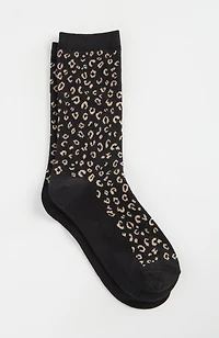 leopard cotton-blend crew socks