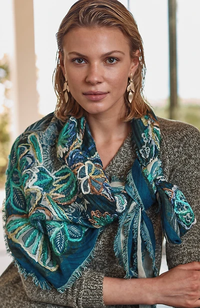 embroidered jacquard triangle scarf