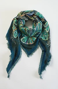 embroidered jacquard triangle scarf