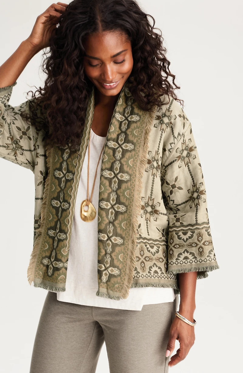 textured jacquard reversible jacket