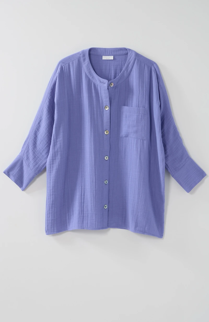 pure jill double-cloth high-low top