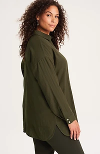pure jill double-cloth shirttail-hem tunic