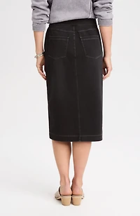 pure jill washed-denim knit skirt