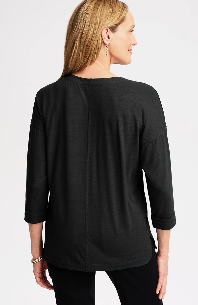 wearever rolled-cuff slub-knit top
