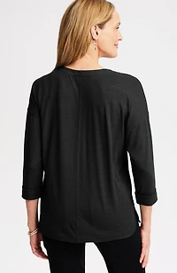 wearever rolled-cuff slub-knit top