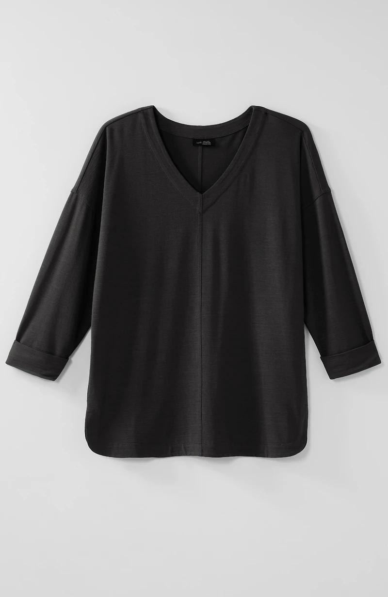 wearever rolled-cuff slub-knit top