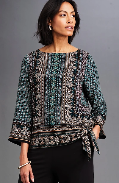 wearever foulard-print tied-hem blouse