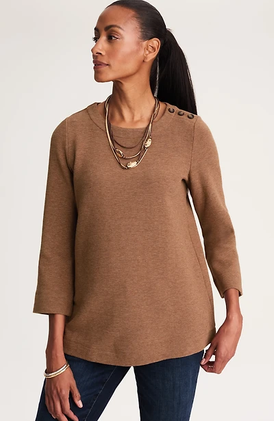 wearever buttoned-shoulder ottoman top