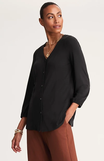 wearever button-front knit blouse