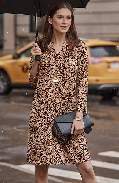 wearever pintucked leopard dress