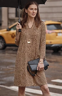 wearever pintucked leopard dress