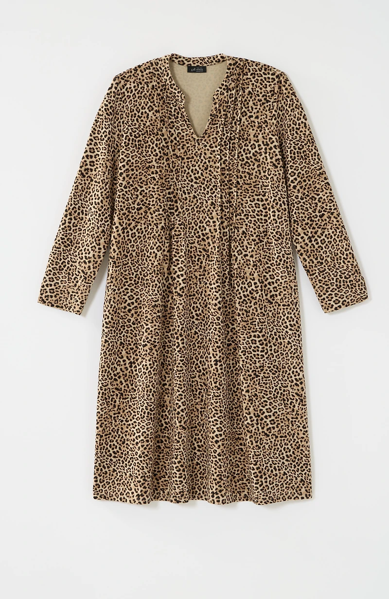wearever pintucked leopard dress