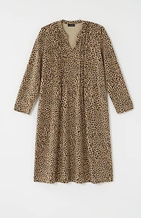 wearever pintucked leopard dress