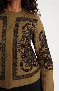 pure jill embroidered snap-front jacket