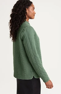 pure jill quilted-knit snap-front jacket