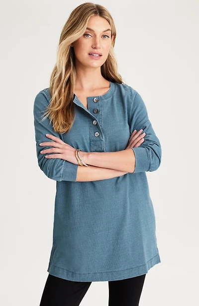 pure jill indigo henley tunic