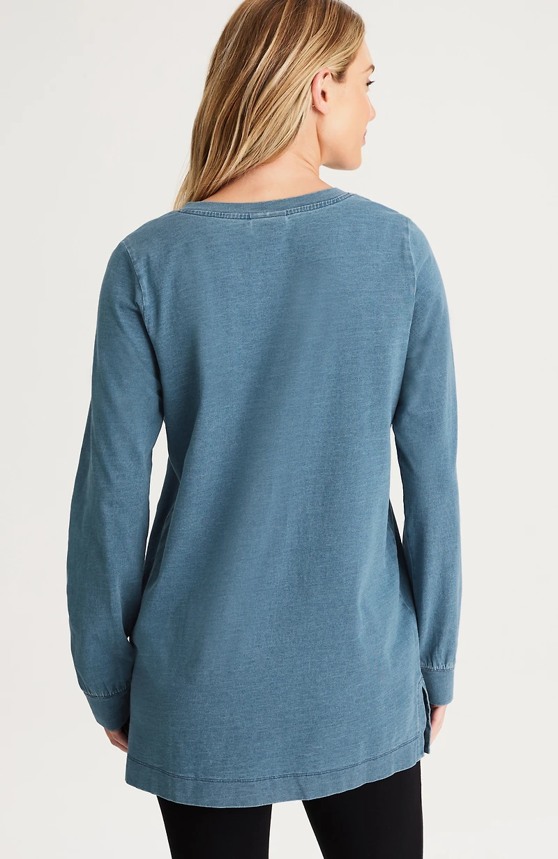 pure jill indigo henley tunic
