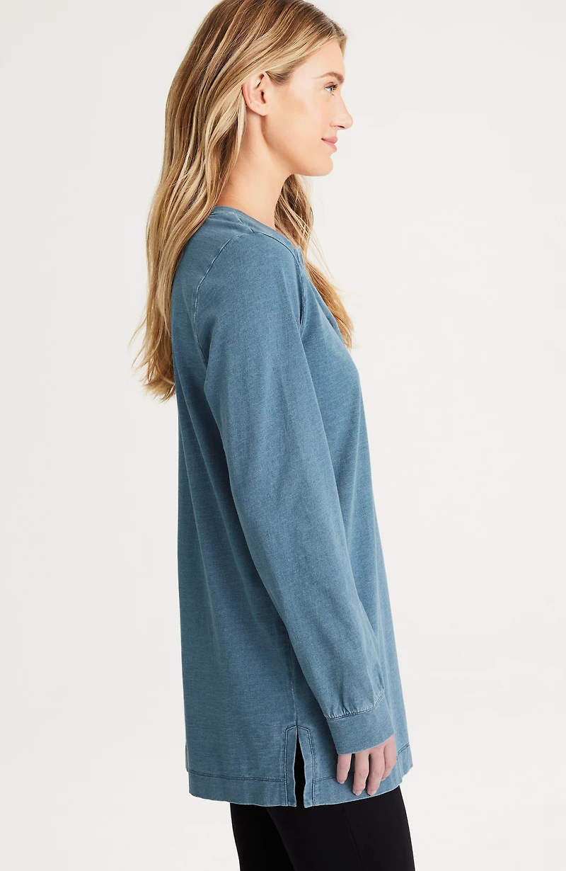 pure jill indigo henley tunic