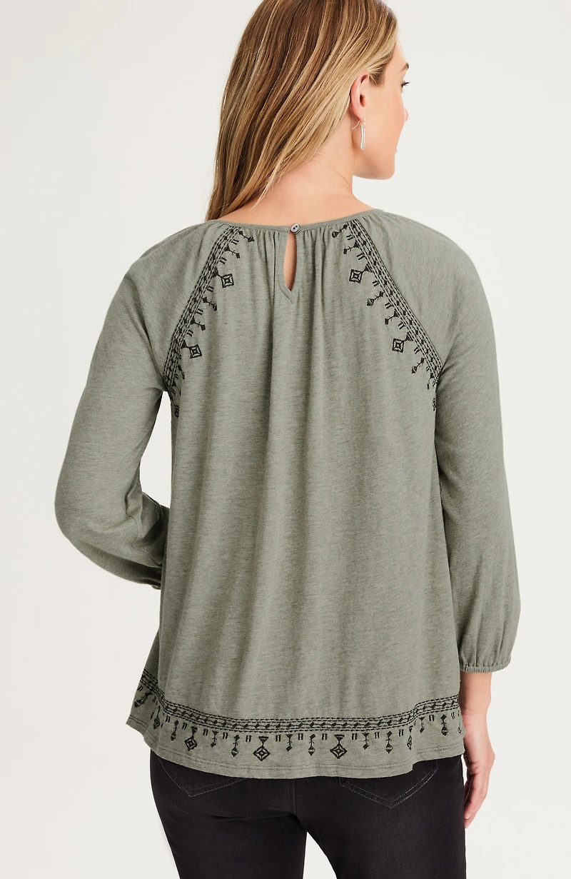 pure jill embroidered a-line top
