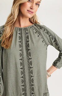 pure jill embroidered a-line top