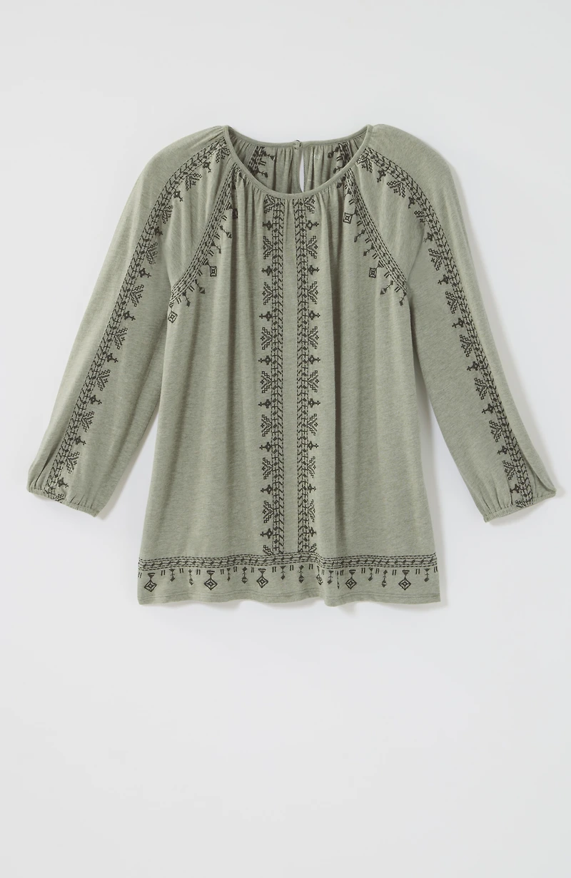 pure jill embroidered a-line top