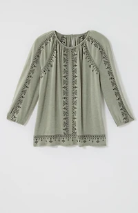 pure jill embroidered a-line top