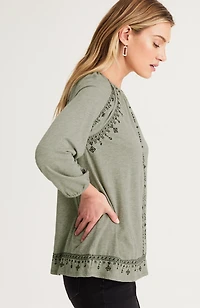 pure jill embroidered a-line top