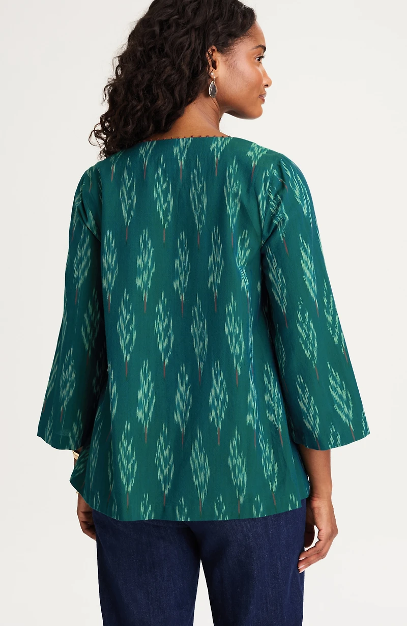 pure jill kantha-stitched ikat top