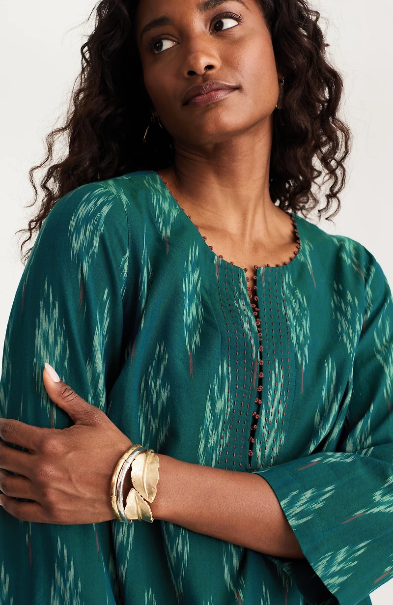 pure jill kantha-stitched ikat top
