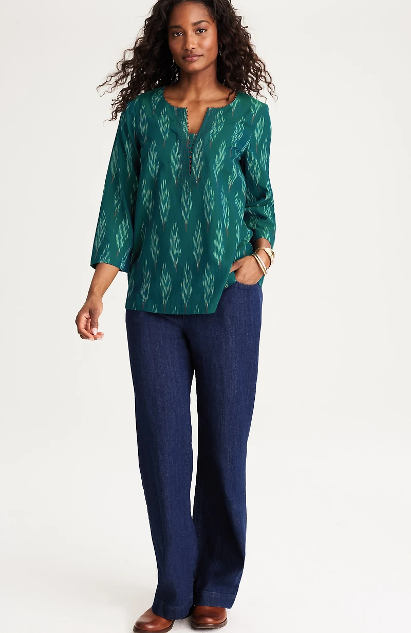 pure jill kantha-stitched ikat top