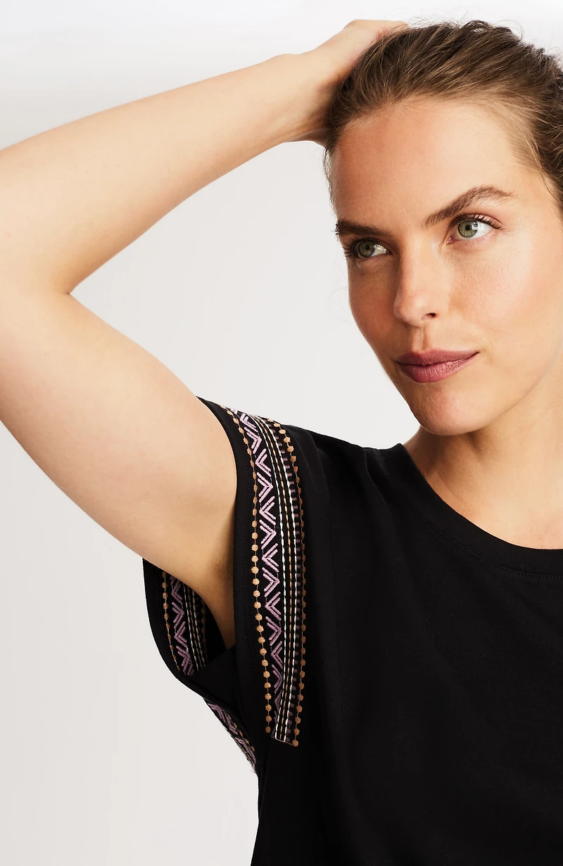 fit french terry embroidered top