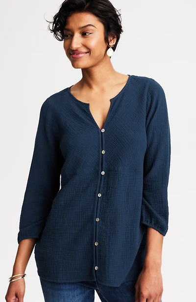 cotton-gauze bias-cut top
