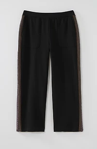 fit french terry embroidered wide-leg crops