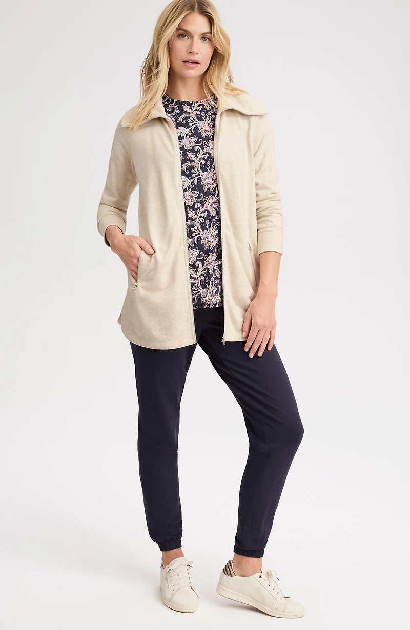 fit french terry zip-up jacket